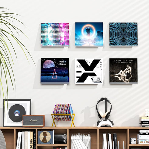 Hulaed 6 Pack 12 inch Vinyl Record Shelf Wall Mount, Record Holder for Storage & Display, Clear Floating Shelf for Kids