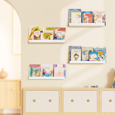 upsimples 2 Pack Acrylic Shelves, 15" Floating Bookshelves for Wall Storage, Display Shelf Organizer for Kids,
