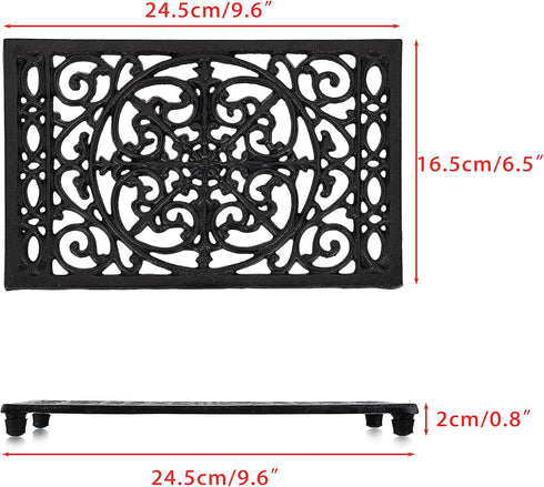 Sumnacon Rectangle Cast Iron Trivet, Heat Resistant Holder for Hot Dish, Rustic Kitchen Dining Table Countertop