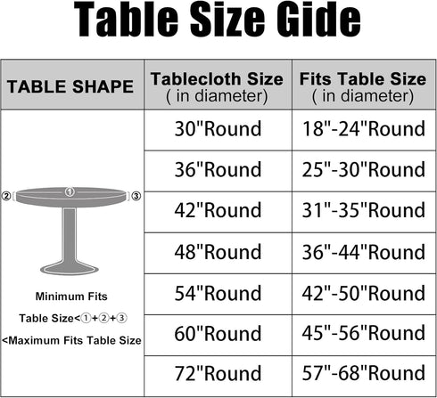 36" 44" Smiry Round Picnic Tablecloth, Waterproof Elastic Fitted Table Covers for - Tables, Wipeable Flannel Backed