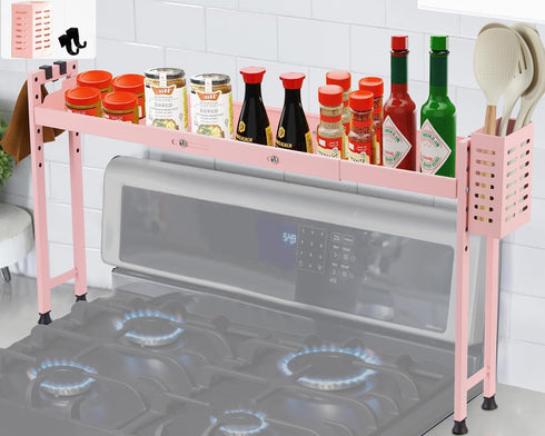27 32 Inches Countertop Horynar Over Stove Shelf Stove Top Organizer Shelf for Kitchen with Extra Basket and Hooks