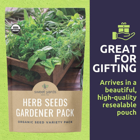 Pack 16 Packs 2026 Organic Herb Seeds Variety - Individual - Season - Basil, Cilantro, Dill, Thyme, Parsley and More!