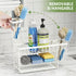 2-Tier Countertop Cisily White Kitchen Sink Caddy Organzier Rack with Flexible Dish Brush Holder, Sponge Holder