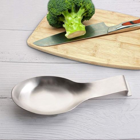 Stainless Steel Spoon Rest Holder, Spatula Ladle Holder, Brushed Finish, Dishwasher Safe, 9.8 x 3.7 Inch (Silver, 2PCS)