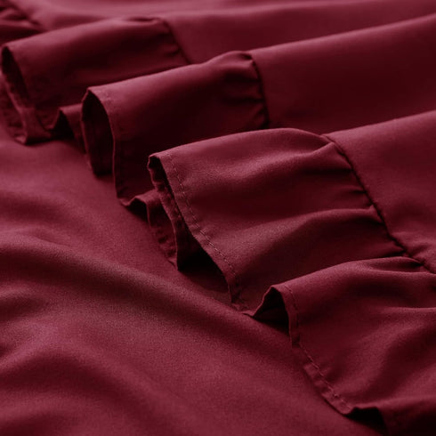 18x18 Inches, Set 2, KKJIAF Ruffle Pillow Cases Burgundy Square Ruffled Pillow Covers of Microfiber Wrinkle Resistant