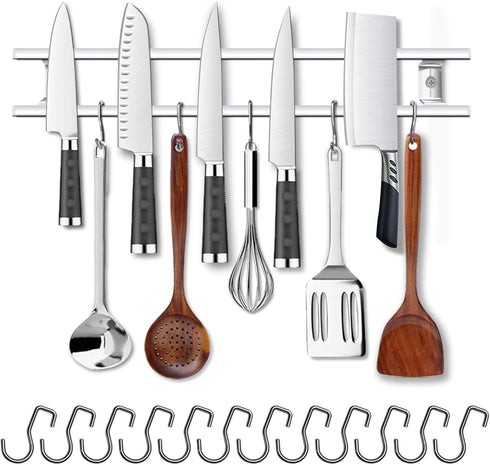 YIIYIIN 18 Inch Magnetic Knife Holder for Wall Mount - 304 Stainless Steel Magnetic Knife Bar Rack for Kitchen