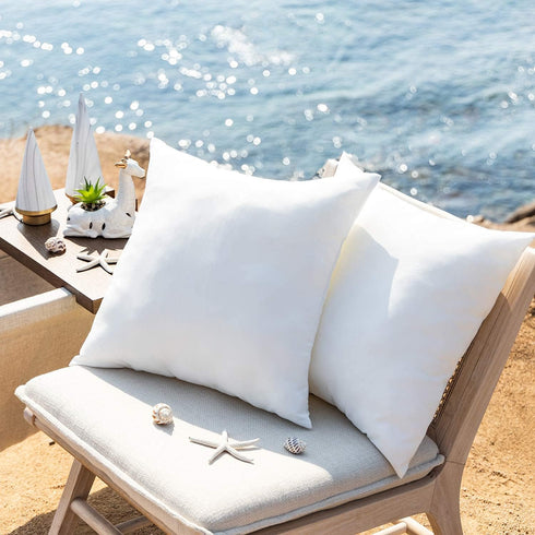 Phantoscope Premium Outdoor Pillow Inserts - Pack of 2 Square Water Resistant Polyester Throw Pillows, 16 X 16 inches