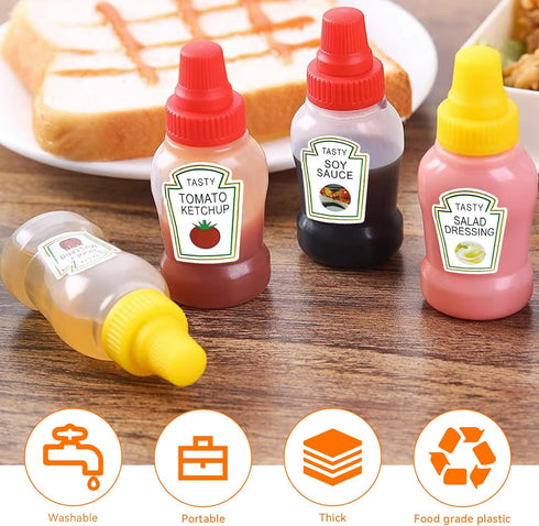 12 25ml Fantasyon Pcs Mini Ketchup Bottles for Bento Box Accessories Condiment Squeeze Bottles Plastic Sauce Container