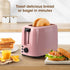 iSiLER 2 Slice Toaster - Pink, 1.3 Inches Wide Slot Bagel Toaster with 7 Shade Settings, Compact with Removable Crumb