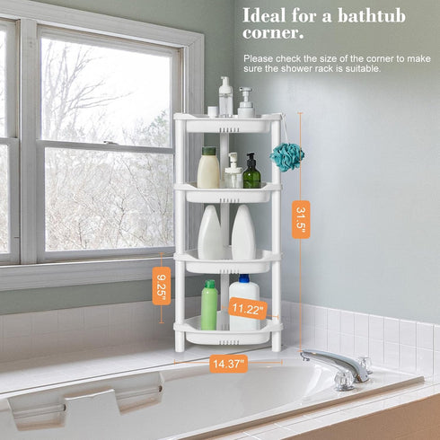 4 14.4 11.2 31.5 Inches, ELYKEN Tier Shower Caddy Organizer Shelf Corner, x x Rustproof, Plastic Shower Rack Stands