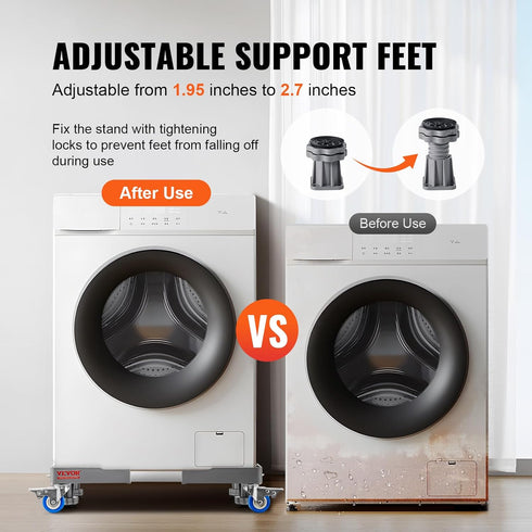 Mini Fridge Stand, 27'' Universal Mobile Base with 4 Locking Swivel Wheels, Adjustable Mover for Washer, Refrigerator