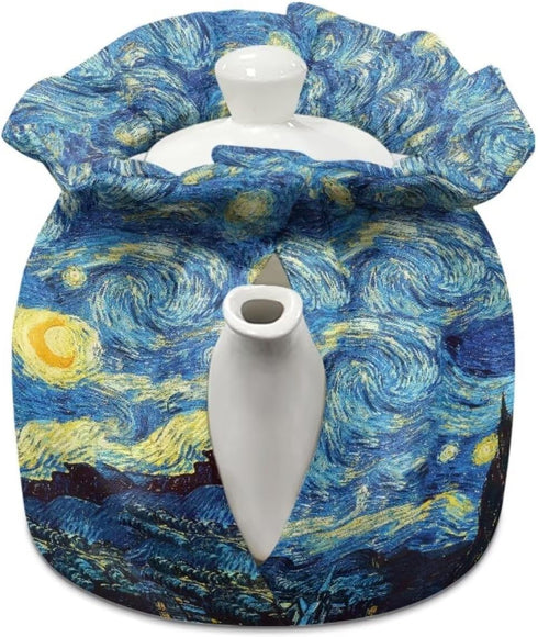 Teapots Dust Cover Insulated Van Gogh Starry Night Print Tea Cozy for Teapot Tea Kettle Cover Breakfast Insulation Lid Warmer Tea Cosy Kitchen Coffee Table Decorative Accessories