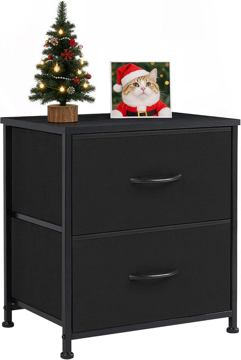 Nightstand, 2 Drawer Dresser Bedside Storage Furniture, Small Dresser with 2 Drawers,