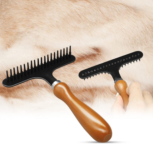 Hand Held Carpet Rake for Matted Carpet, Portable Shag Rug Rake, 6.0 x 4.3 inches, Black