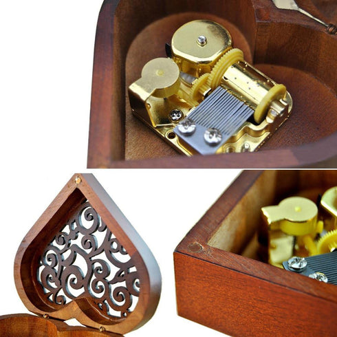WESTONETEK Vintage Heart Shaped Wood Carved Musical Box Gift for Christmas, Birthday, Valentine's Day - You are My