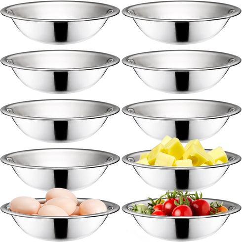 Okllen 10 Pack Small Stainless Steel Bowls, 6 1/2 Inch Wide Metal Prep Bowls, 3/4 Quart for Cooking, Serving, Baking