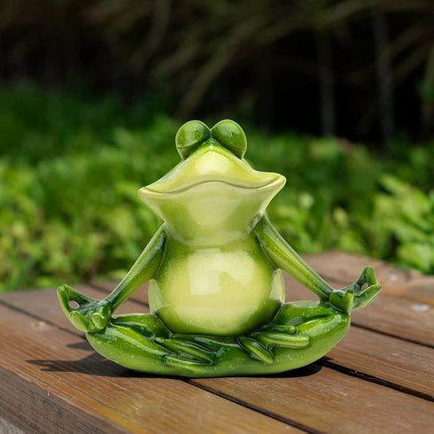 Yoga Frog Garden Statue: Outdoor Pool Decor Home Kitchen Figurine Patio Lawn Art Housewarming Gift by Hand Painted