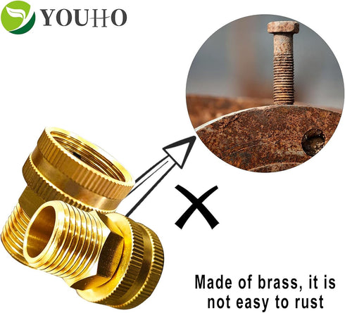 YOUHO Brass Garden Hose Adapter 3/4” GHT Female x 1/2” NPT Male Connector, GHT to NPT Fitting