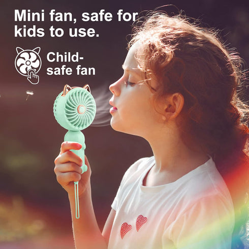QearFun Handheld Fan, Portable Mini Hand Held Fan with USB Rechargeable Battery, 3 Speed Personal Desk Fan, 8-12 Hours