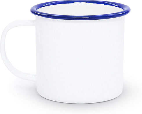 Crow Canyon Home Enamelware Mug, Vintage White/Blue, 12 Ounce (Single)