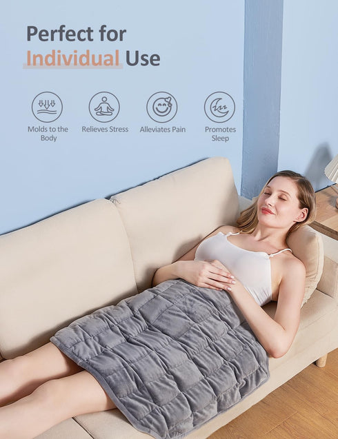 Kivik Small Weighted Blanket for Travel, 7 lbs Weighted Lap Pad for The Elderly, Heavy Lap Blanket Grey, 24"x29"
