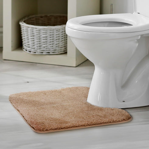 TECHMILLY U Shaped Super Soft Shaggy Bathroom Rugs, Absorbent Non-Slip Microfiber Bath Mat 24"x20"