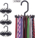 4 Pack Tie Rack Hanger Holder Hooks Organizer for Men, 360 Degree Rotating Tie Racks, Black