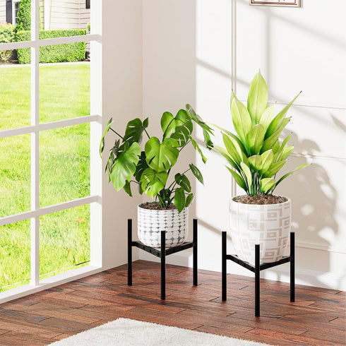 8"-12" 9.5" 2 Pack Plant Stand Indoor Adjustable Pot Holders, Metal Plant Stand Outdoor, Anti-Rust Black Metal Plant