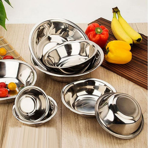 Stainless Steel Mixing Bowl - Flat Bottom Wide for Larger Capacity, Ecofriendly, Reusable, Heavy Duty 8.7" Set of 3
