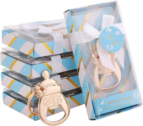 24 Pack POPPIN BOTTLES Key Chain Bottle Opener Boy Baby Shower Favors
