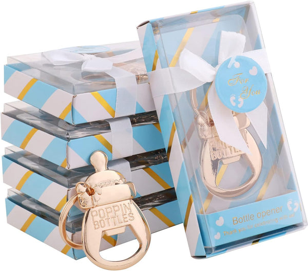 24 Pack POPPIN BOTTLES Key Chain Bottle Opener Boy Baby Shower Favors