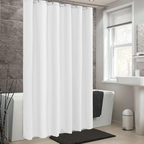 ALYVIA SPRING Waterproof Fabric Shower Curtain Liner, Standard Size 70x72, White with 3 Magnets