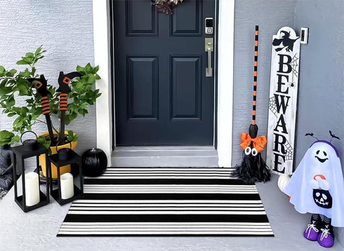 OJIA 27.5x43 Inches Door Mats Outdoor, Cotton Hand-Woven Front Door Rug, Machine Washable Layered Doormats
