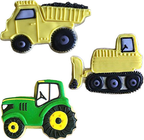 Ann Clark Construction Cookie Cutters 3-Pc. Set Made in USA, Bulldozer, Dump Truck, Tractor