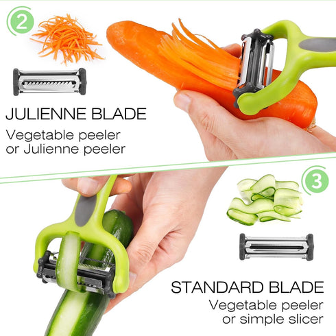 3 1 Senbowe Julienne Peeler, Potato Vegetable Peeler for Kitchen, I and Y Potato Peelers for Apple Fruit Carrot