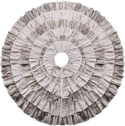 yuboo Spring Farmhouse Flowers Christmas Tree Skirt - 48 inches Burlap Easter 6-Layer Ruffle Farmhouse Decor