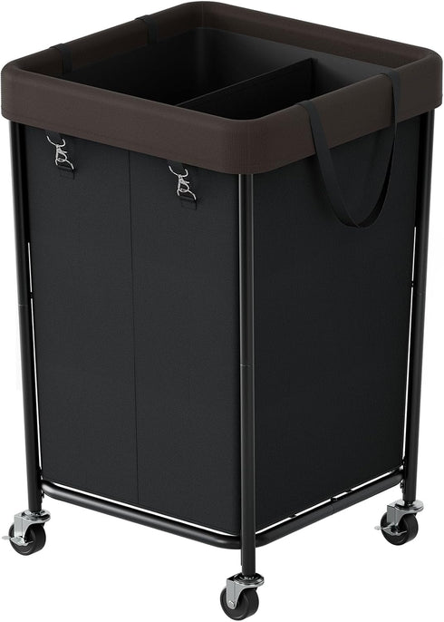 Chrislley 160L Laundry Hamper with Wheels, 2 Section Large Laundry Basket with