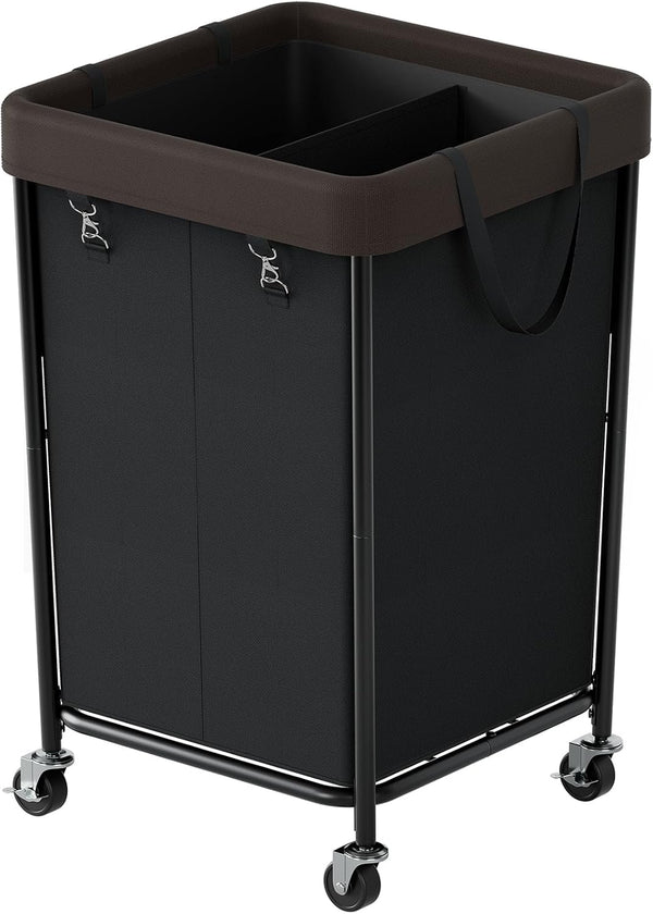 Chrislley 160L Laundry Hamper with Wheels, 2 Section Large Laundry Basket with
