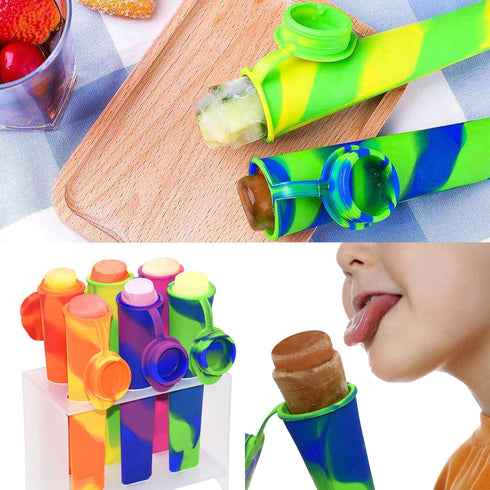 Popsicle Molds, 6 Pieces Silicone Ice Pop Molds, Drip Free Maker for Kids, BPA Free Freezer Tubes with Lids
