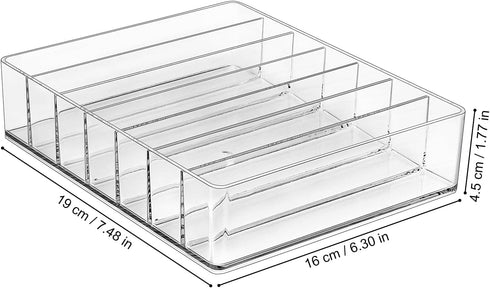 JessLab Eyeshadow Palette Makeup Organizer, Acrylic 7-Section Divided Storage for Bathroom Vanity Countertop,
