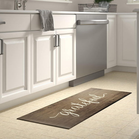 J&V TEXTILES 20x39 inches Anti Fatigue Kitchen Mat, Non Slip, Easy Wipe Clean, Grateful Design, 1/2 Inch Thick