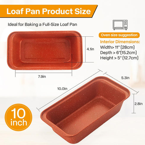 2-Pack 10In Loaf Pan, Nonstick Bread Pans, Banana Bread Pan, Bread Pans for Homemade Bread, Loaf Pan for Family