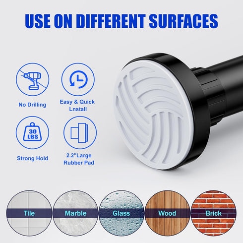 Ausemku Shower Curtain Rod 32 to 50 Inch, 1 Inch Diameter Non-Slip Spring Tension Rod, No Drilling Stainless Steel