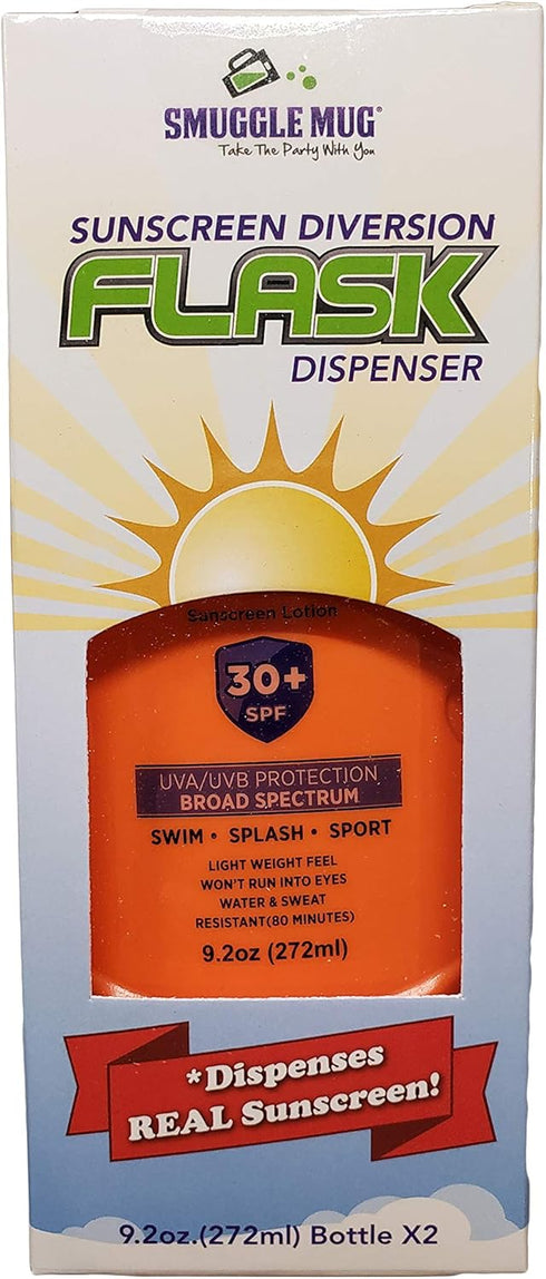 Booze Hidden Orange Sunscreen Flask By Smuggle Mug | Dispenses Sunblock | Disguised Container for Liquor | Secret