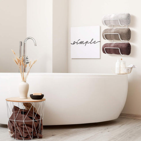 6 Sorbus Towel Holder for Bathroom Wall - Level Wall Mounted Towel Rack Shelves for Rolled Bath Towels, Washcloths