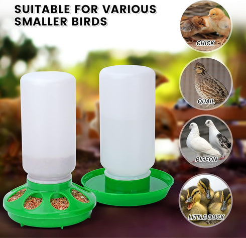 Set 1L Chicken Feeder and Waterer no Waste Chick Feeder and Waterer Kit Chicken Water Feeder Poultry Waterer Baby Chick