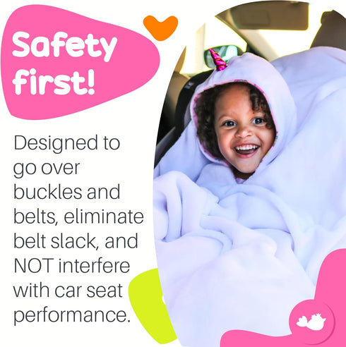 Birdy Boutique Kids Car Seat Poncho – Reversible Warm and Cozy Blanket, Safe to Use Over Seat Belts, Easy on Easy Off,