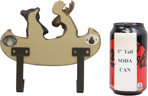Ebros Whimsical Forest Creek Buddies Wall Hooks | Rustic Black Bear and Elk Moose Canoe 7" Wide Hanger Decor