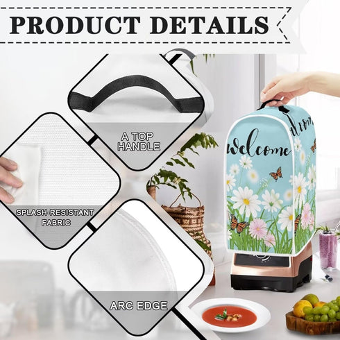 Daisy Sunflower Blender Dust Cover, Kitchen Appliance Protector for Stand Mixer and Coffee Maker with Top Handle