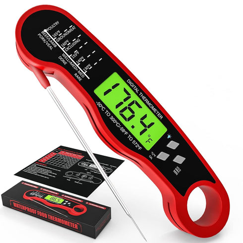 Digital Meat Thermometer, Fast Instant Read Food Thermometer for Cooking, Waterproof with Backlight